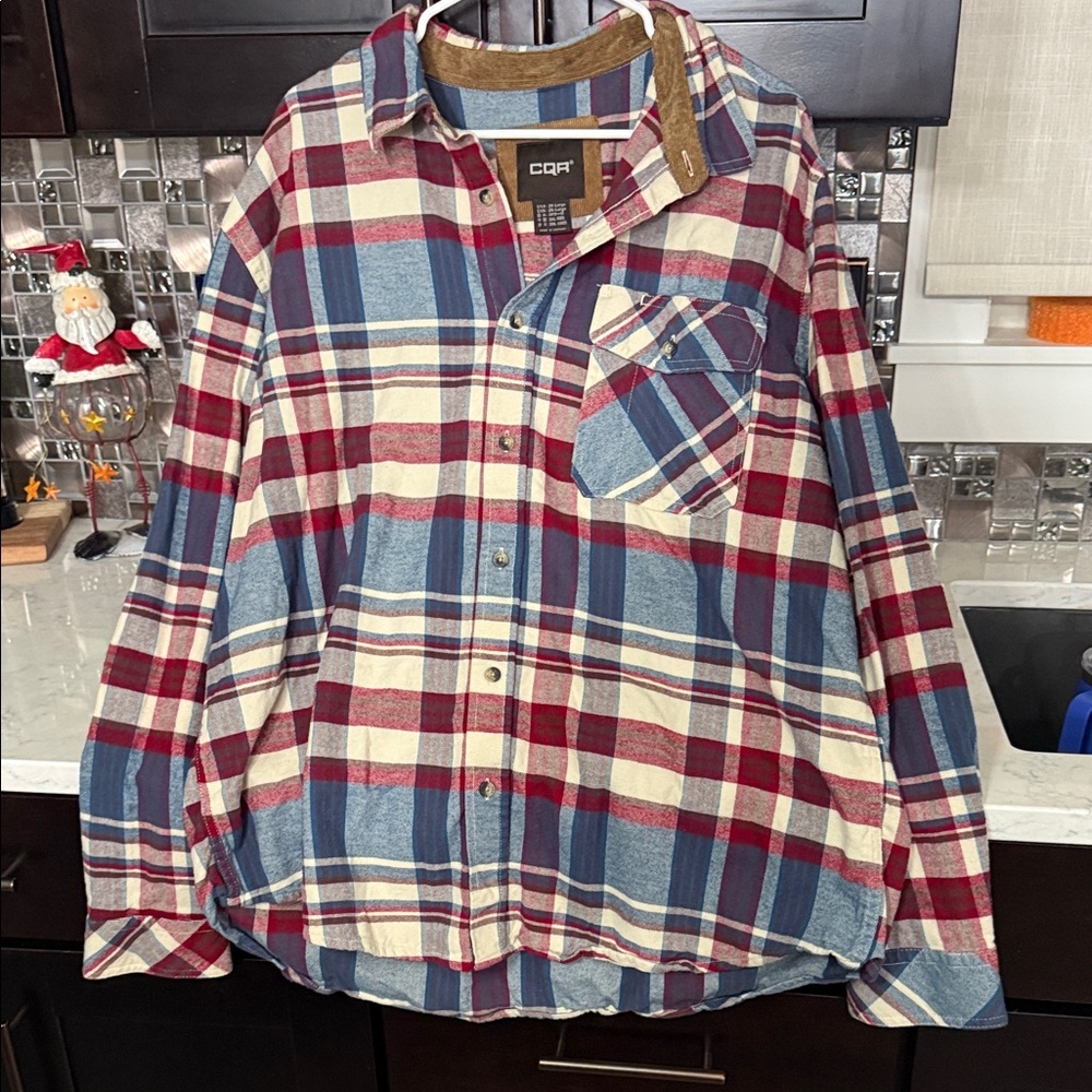 Men's Red and Blue Plaid Shirt